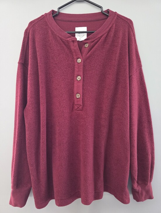 aerie Tops - Aerie Sherpa Henley Long Sleeve Top